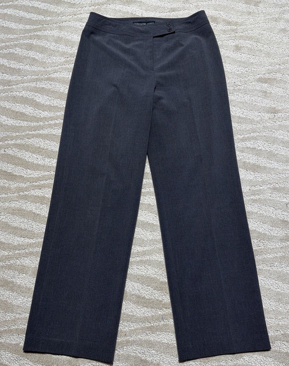Josephine Chaus Pants Women’s 10 Gray HR Straight Leg Flat Front Office Career